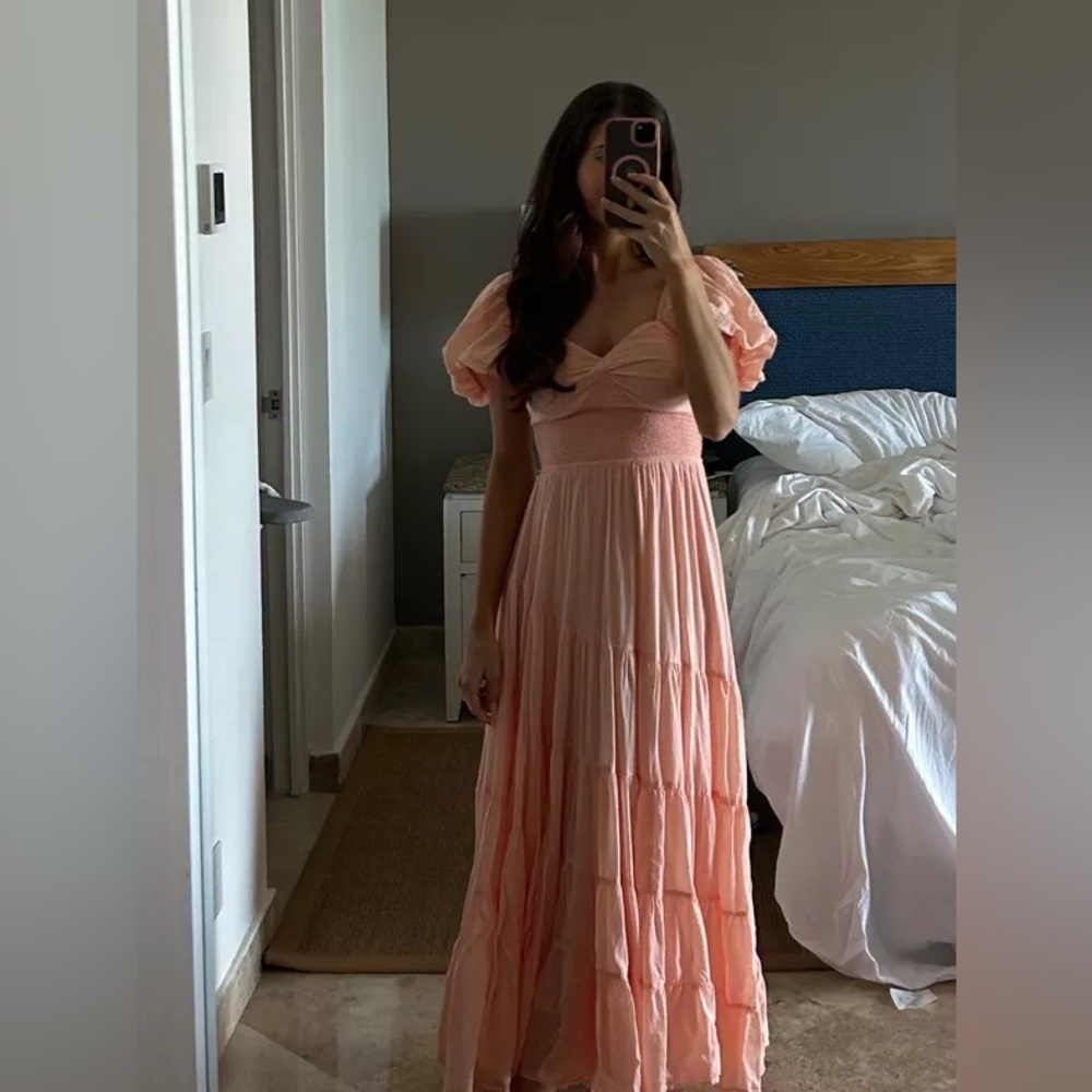 Free People Sundrenched Short Sleeve Maxi Dress